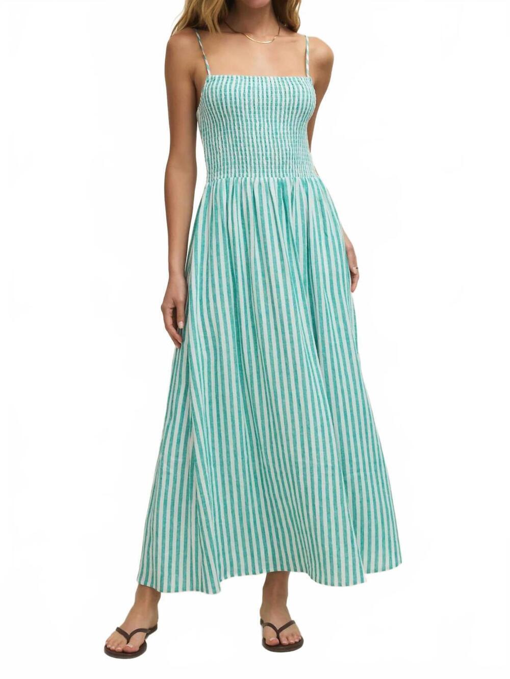 NEW Z SUPPLY la palma bayside striped midi dress in green